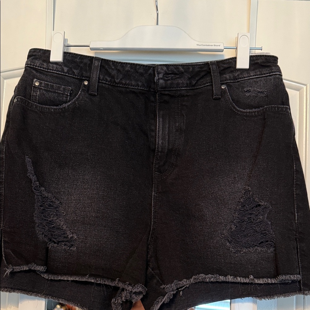 Guess Black Distressed Jean Shorts